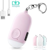 Wiederaufladbarer Taschenalarm - 130 dB Safesound Personal Alarm mit Taschenlampe Schlüsselanhänger, Panikalarm Selbstverteidigung Sirene für Frauen Kinder Mädchen und ältere Menschen (Rosa)