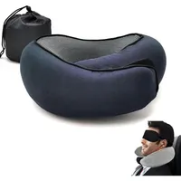 Reise-Nackenkissen, Nackenkissen aus Memory-Schaum, Verstellbares Kissen für zu Hause, Surround-Kissen zum Schlafen, Dunkelblau