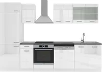 Vicco Küchenzeile R-Line, 300 cm , AP Anthrazit, Weiß Hochglanz/Weiß
