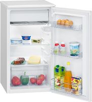 Bomann® Kühlschrank mit Gefrierfach,  91L Nutzinhalt u. 8L Frosterfach, kleiner Kühlschrank mit 2 Ablagen, Türanschlag wechselbar, Fridge mit stufenloser Temperaturregelung – KS 7230.1