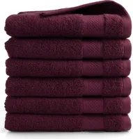 DoubleDry Hotel Kollektion Badetücher Set - 6 Teilig - 100% Baumwolle - 500 g/m² - Weich - 70x140 cm - Burgunderrot