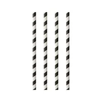Papstar Trinkhalme Papier Strippes 20cm schwarz weiss 100 Stück
