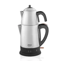 Arzum Cayci Lux Teemaschine, Elektrischer Türkischer Teekocher, Edelstahl, 1800W Leistung, 1,8L Wasserkocher, 0,7L Teekanne, Edelstahl Teefilter