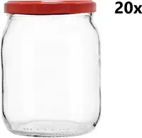 Einmachglas 540 ml PROFI II klar/transparent 20 Stück INKLUSIVE ROTEN DECKELn, Anzahl der Teile in der Packung: 20