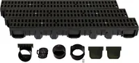 Entwässerungsrinne Höhe 115mm Kunststoff 3m, Stegrost, Classic Schwarz