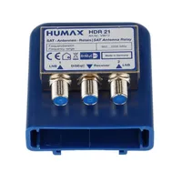 Humax DiSEqC Relais 2/1 mit Wetterschutz für 2 Single SAT-LNBs, blau