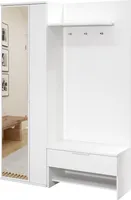 Albello Garderobenschrank Kleiderschrank mit Spiegel Milano Kleiderschrank für Kleidung Garderobenschrank für den Flur Weiß 140x200x40