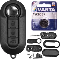 Auto Schlüsselgehäuse + Batterie kompatibel mit Fiat 500 Punto Evo Bravo Ducato III Doblo Qubo Peugeot Boxer Citroen Jumper Iveco Daily Opel Combo D Fernbedienung Rohling
