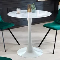 riess-ambiente Design Esstisch Bistrotisch LYON 80cm rund Kristallglas mit Marmor-Nachbildung weißer Fuß Esszimmertisch Tisch