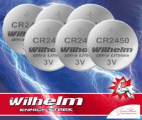 6 x CR2450 WILHELM Lithium Knopfzelle 3V 600mAh ø24,5x3,0mm Batterie DL2450