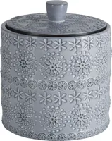 spirella Wattepaddose 10.20169 Relief Kosmetikorganizer für Make Up und Schmuck Grau Porzellan