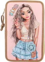 Depesche 3-Fach Federtasche TOPModel Hippie Heart rosa-braun