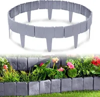 TRMLBE Plastové obruby trávníku v kamenné optice 20m Obruba záhonu Plastová obruba záhonu pro palisády 25 cm x 23 cm (D x V) - 80 kusů/20 m šedá