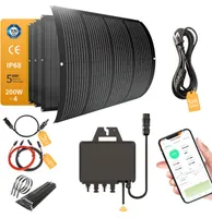 Balkonkraftwerk 800W Mikrowechselrichter + 200W*4 Flexible Solarmodul + 5m AC Netzanschlusskabel +4* DC Verlängerungskabel + Edelstahlbander, 0% MwSt