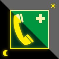 Schild | PERMALIGHT power langnachleuchtend Rettungszeichen Notruftelefon, ASR/ISO, Kunststoff, 200x200mm