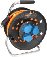 KALLE DAS KABEL Schuko Kabeltrommel H07BQ-F 3G 2,5 mm² 25 Meter IP44 16A 230V Extreme Signal Orange Polyurethan Campingkabel Stromkabel PUR-Kabel Womo Schukoverlängerung