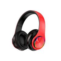 Wireless Bluetooth Headset, Glühende Ohr Kopfhörer Stereo Musik Kopfhörer, Einstellbare Stirnband Kopfhörer, On Ear Kopfhörer Bluetooth 5.0 Kabellos für Laptops, Tablets, Mac, Rot