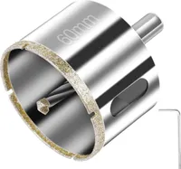 Diamantbohrer, Diamant Lochsäge, 60mm Lochsäge mit Zentrierbohrer, Glasbohrer mit Diamant-Beschichtung Kohlenstoffstahl, Bohrkron Fliesenbohrer für Glas/Fliese/keramisches/Marmor/Kalkstein