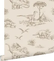 ESTAhome Tapeta dinosauři béžová - 139557 - 0,53 x 10,05 m
