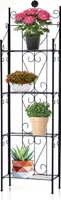 Blumenregal Metall Ablagen Blumenhocker Regal Pflanzen Gartenregal Faltbar Blumenständer, 4 Ablagen