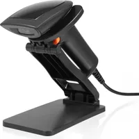 Handheld-USB-1D-Barcodescanner mit Staender, CMOS-Bildsensor, unterstuetzt Papiercode/Bildschirmcode, kompatibel mit Windows Android MacOS Linux-System fuer Supermarkt, Bibliothek, Logistik, Einzelhandel, Lager