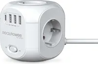 RealPower Steckdosenwürfel PowerBox 431 + 3xUSB-A / 1xUSB-C