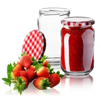 BigDean 12er Set Einmachgläser 720ml mit einem rot,weiß karierten Deckel - Marmeladengläser Einweckgläser Sturzgläser groß -  Germany