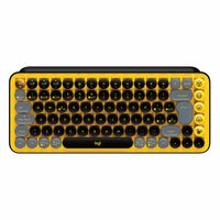 Logitech POP Keys Bezprzewodowa klawiatura mechaniczna z klawiszami Emoji - Mini - Bezprzewodowa RF + Bluetooth - Mechaniczny przełącznik - QWERTY - Schwarz - Grau - Gelb