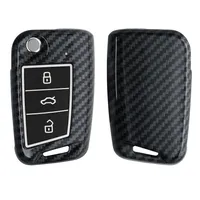 kwmobile Autoschlüssel Hülle kompatibel mit VW Golf 8 3-Tasten  Autoschlüssel - Kunstleder Schutzhülle Schlüsselhülle Glitzer Uni Rosa