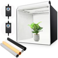 Yorbay Fotostudio Set 60 x 60 x 60cm LED-Fotobox Lichtbox Lichtwürfel Fotografie Lichtzelt inkl. 4 PVC-Hintergrundfolien (schwarz, rein weiß, warm-weiß, orange) Mehrweg