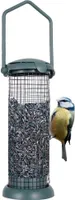 Vogelhäuschen Vogelfutterhaus Futterhaus Vogelfutterstation Vogelfutterstelle Futtekugelhalter aus Metall grün 23x8,5 cm