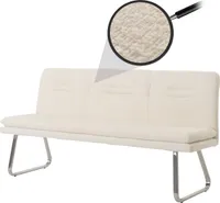 Ławka HWC-H70, ławka do jadalni ławka tapicerowana, oparcie tkanina/tkanina bouclé stal nierdzewna szczotkowana 180cm ~ kremowy