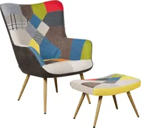 BELIANI Křeslo s taburetem vícebarevné tkaninou retro styl patchwork