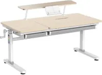 HOKO® Ergo-Study. Manuell höhenverstellbar Kinderschreibtisch mit Schreibtischaufsatz mit Neigung Einstellbarer Tischplatte und Butler mit Buch-Halter