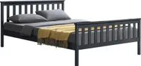 [en.casa] Holzbett 180x200cm Dunkelgrau mit Hohem Kopfteil und Lattenrost Bettgestell Bett Kiefernholz Doppelbett Ehebett