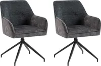byLIVING Esszimmerstuhl 2er Set JACKY / Vintage Velvet-Bouclé anthrazit / Gestell Metall schwarz / Sitzschale 360° drehbar / Esszimmerstuhl / Wohnzimmerstuhl / B 62, H 87, T 56 cm