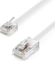 deleyCON 50m Telefonkabel RJ11 auf RJ45 Modularkabel 99% Kupfer AWG 28 Flachkabel RJ11 Stecker zu RJ45 Netzwerk Stecker Telefondose Modem Router Fax ISDN DSL VDSL Internet Weiß