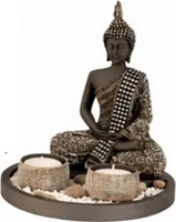 Teelichthalter Buddha mit 2 Teelichter B