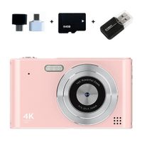 AIORBER 64G CCD Digitalkamera, Aufnahme Momente jederzeit, 16X Zoom 2,4-Zoll-Display, High Definition Bildqualität, für Kinder, Rosa