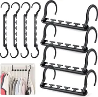 Platzsparende Kleiderbügel Plastik für Kleiderschränke, 8 STK Kleiderbügel Schrank Organizer - Multifunktionaler Strapazierfähig & rutschfest Schwarz Magischer Kleiderbügel für Garderobe