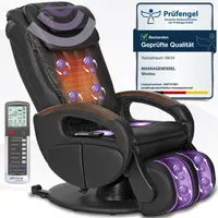 ELONEO Shiatsu Massagesessel mit Wärmefunktion, Fernsehsessel rollbar, Drehbar, Relaxsessel elektrisch verstellbar, Shiatsu-Massage (Schwarz)