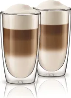 Aqualogis 350 ml sada 2 termo sklenic - Termohrnek - Dvoustěnné sklo - Sklenice na kávu - Termo sklenice na kávu - Dárkové sklenice Sklenice na latte