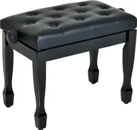 HOMCOM Klavierhocker Klavierbank Kosmetikhocker höhenverstellbar Hocker Üben von Musikinstrumenten Massivholz Kunstleder Schwarz 64 x 35 x 45-55 cm