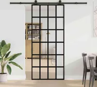 vidaXL Drzwi przesuwne z okuciem 90x205 cm ESG szkło i aluminium