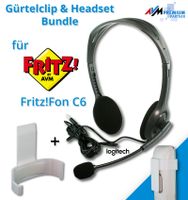 Headset & Gürtelclip Bundle für AVM Fritz!Fon C6 weiß