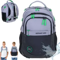 Schulrucksack Elephant Hero Signature Rucksack Jungen Schultasche backpack Schulranzen  Schulmappe Schule Tasche 13047 Color Block Grau Grün