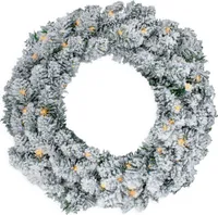 LED Tannenkranz mit Schnee und Glitzer warm weiß beleuchtet - 51 cm / 35 LED - Weihnachtskranz Batterie betrieben mit Timer - Tischkranz Türkranz Deko Kranz für Weihnachten Advent Winter