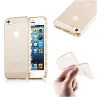 Cadorabo Hülle für Apple iPhone 5 / 5S / SE 2016 Schutz Hülle in Gelb Case Cover TPU Silikon Strass Handyhülle Etui
