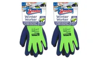 Spontex 2er Pack Größe L (blau oder grün) Winter Worker Handschuhe Arbeitshandschuhe Innenfütterung für hohen Kälteschutz Latexbeschichtung Farbe nicht frei wählbar
