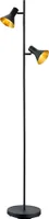 Stehlampe - Schwarz - Goldfarben - Metall - 2-flammig - H 144 cm